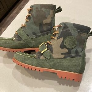 NEW Polo Ralph Lauren Ranger Suede & Camo Canvas Boot Size 9 (NWOT)
